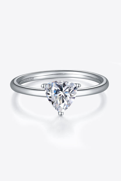 1 Carat Moissanite Platinum Over Pure Sterling Silver Solitaire Ring - Sparkala