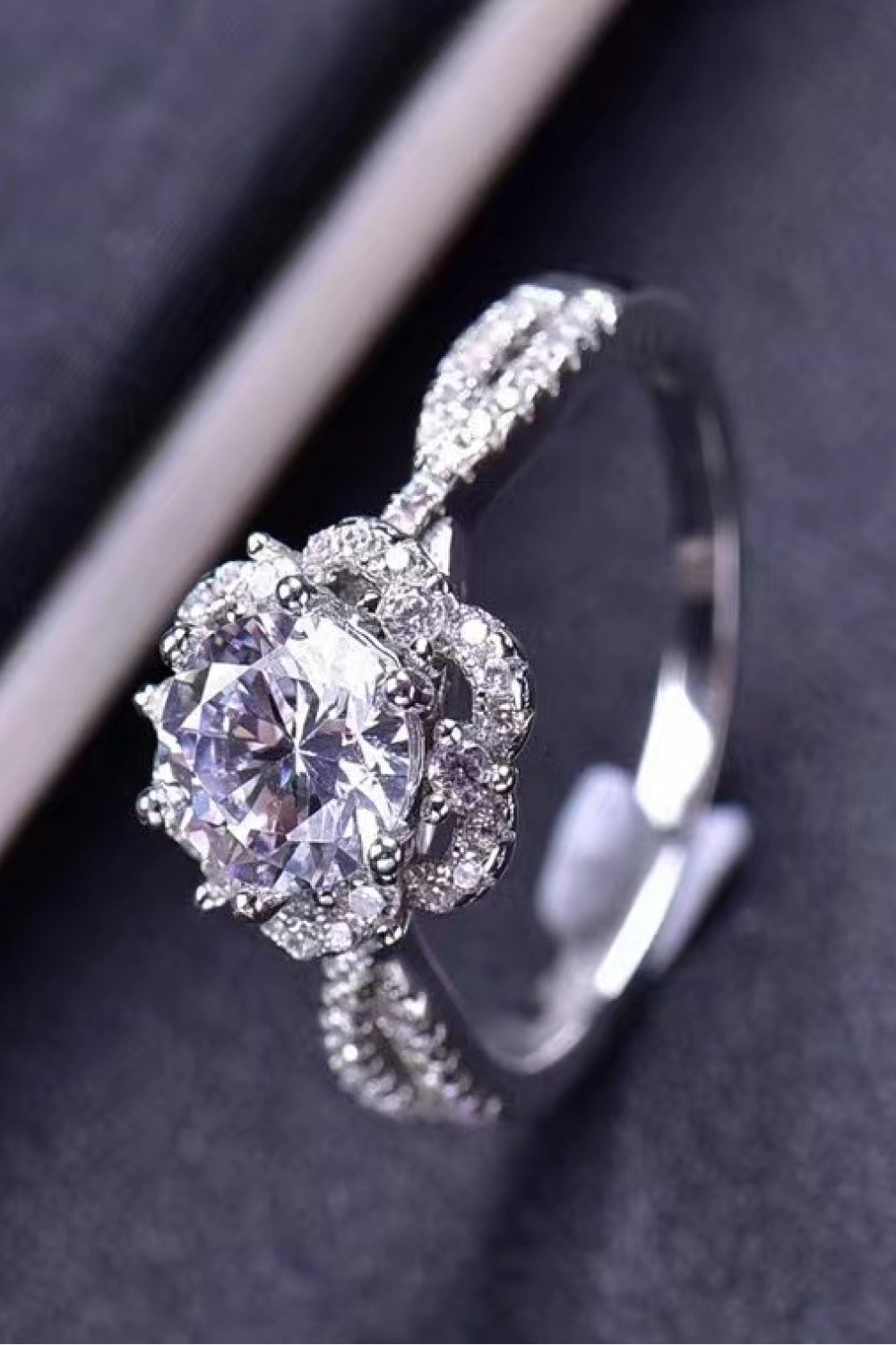 Platinum-Plated Six Prong 1 Carat Brilliant Round Cut Sparkala™ Moissanite Ring