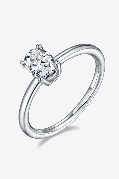 1 Carat Moissanite Platinum Over Pure Sterling Silver Solitaire Ring - Sparkala