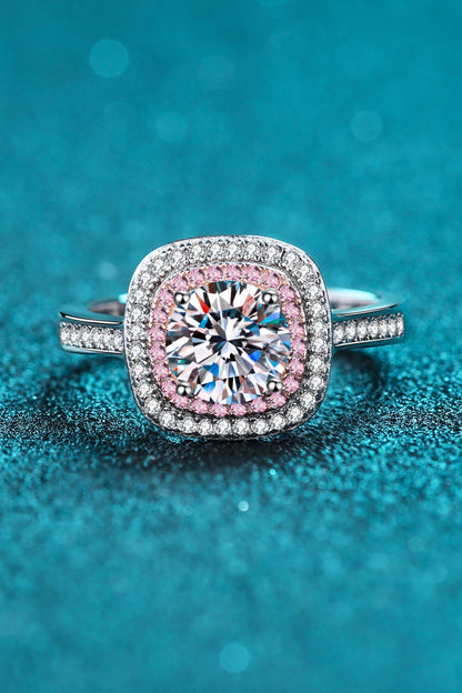 Need You Now Pink Moissanite Ring (Rhodium Over Pure Sterling Silver)