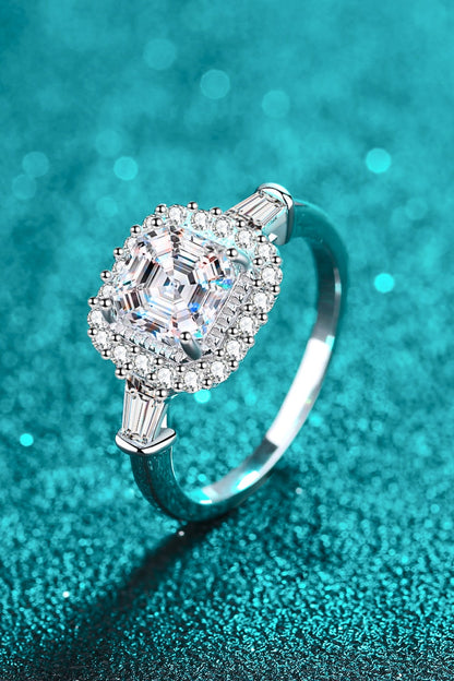 So Much Shine 2 Carat Cushion-Cut Sparkala™ Moissanite(Rhodium Over Pure Sterling Silver) Ring