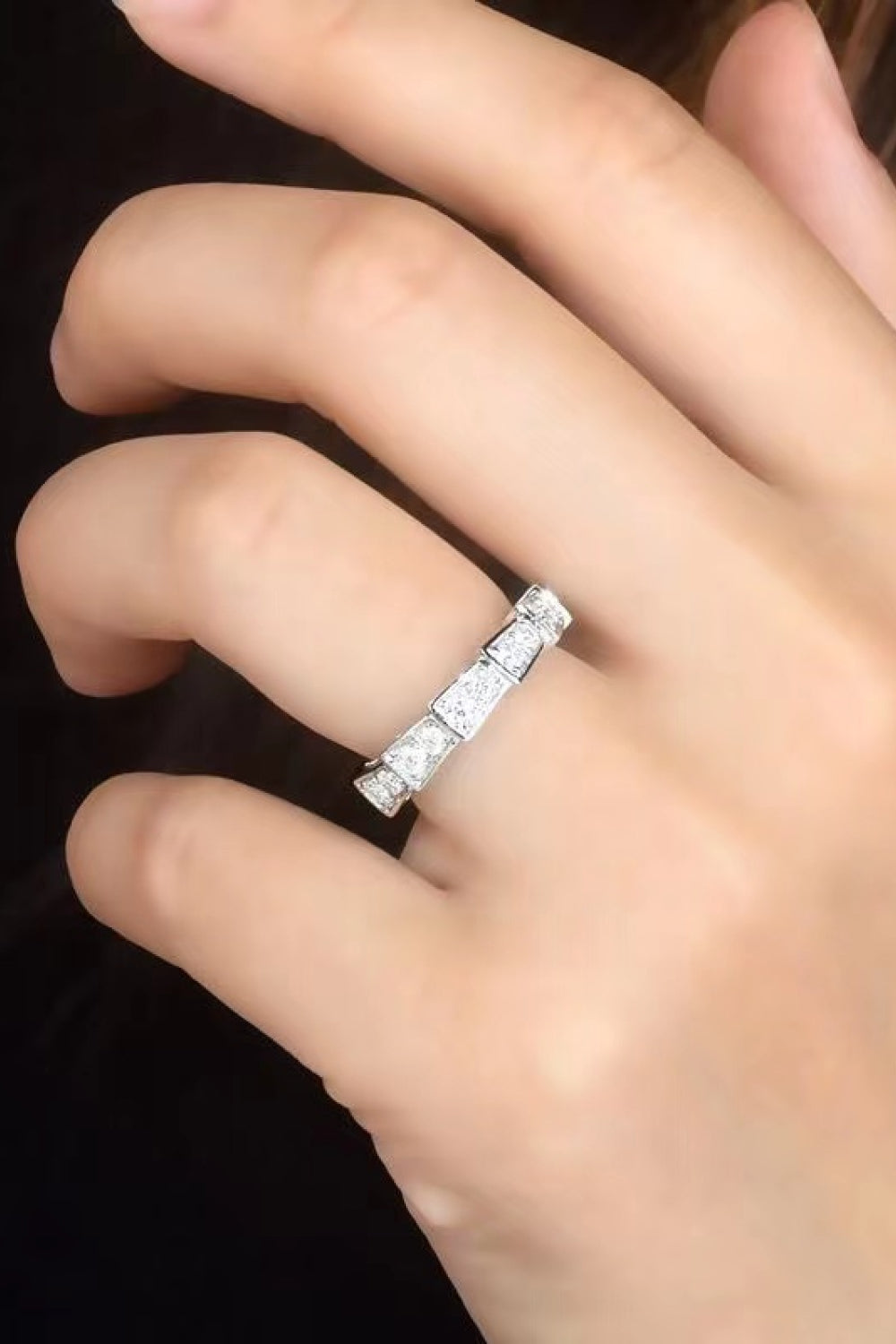 Shiny 3 Carat Sparkala™ Moissanite Eternity Ring (Platinum Over Pure Sterling Silver)