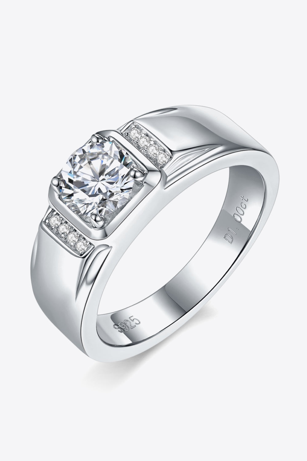 From The Heart 1 Carat Moissanite Inlaid Ring (Platinum Over Pure Sterling Silver) - Sparkala