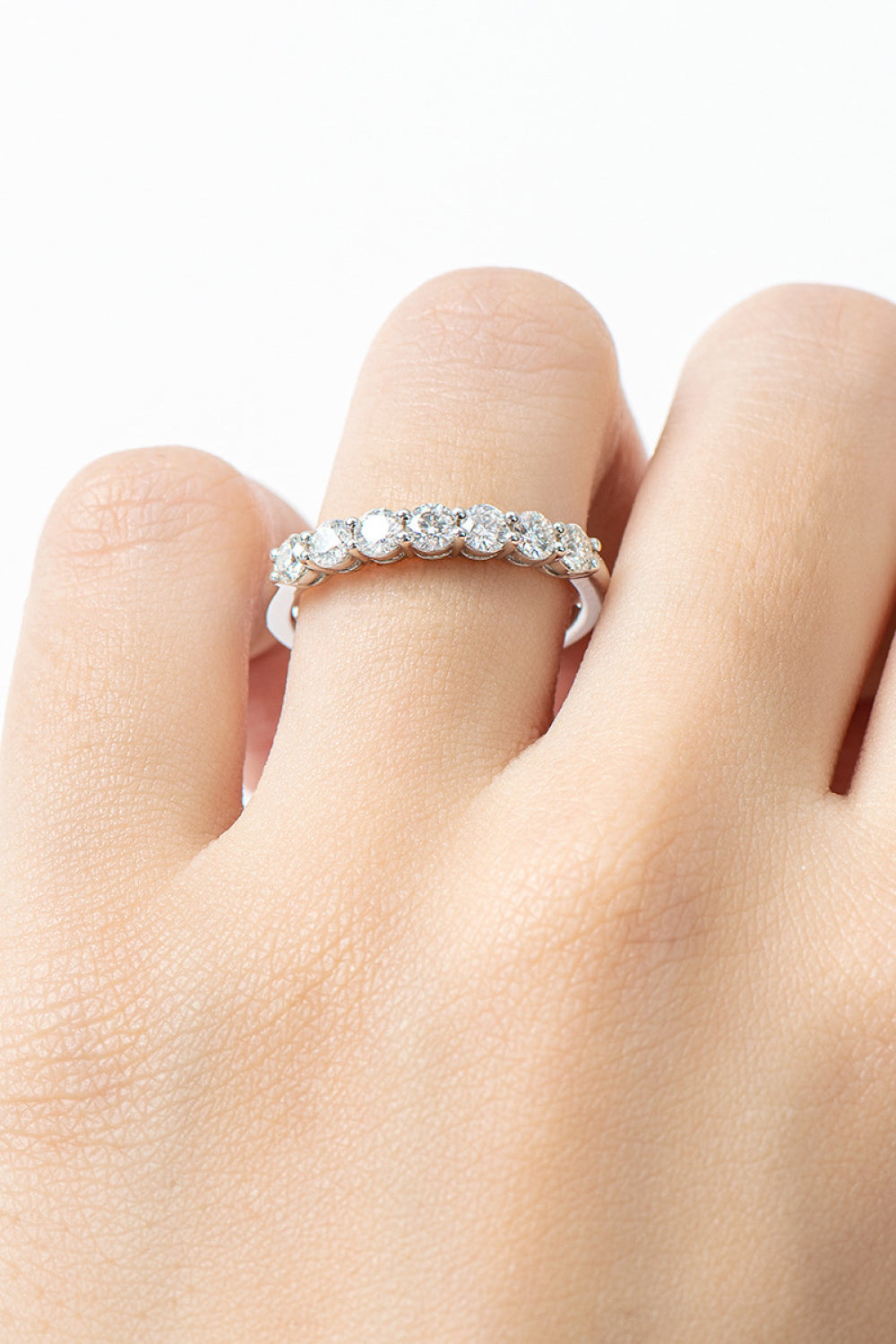 Can't Stop Your Shine 7 Stone Sparkala™ Moissanite Ring (Platinum Over Pure Sterling Silver)