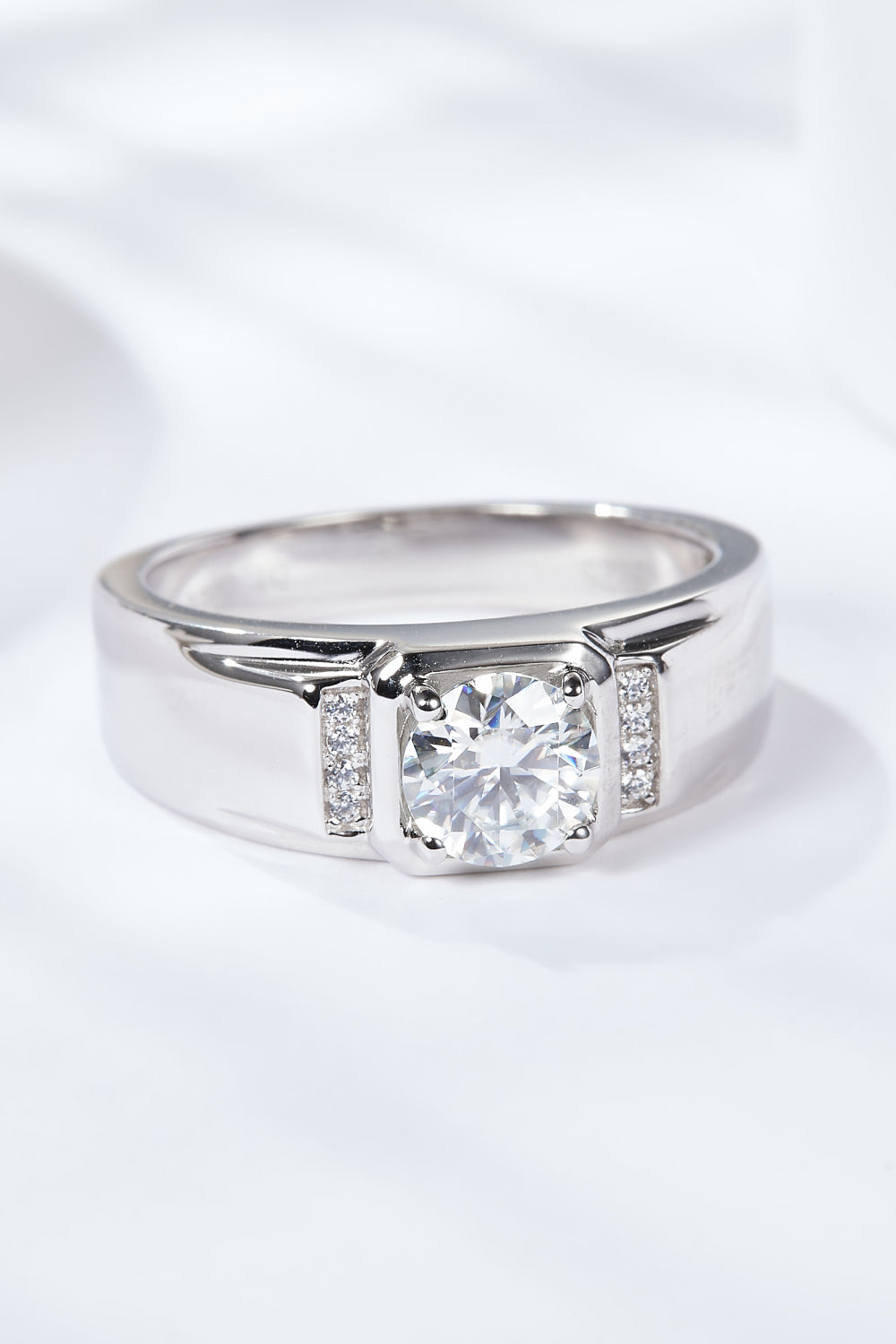 From The Heart 1 Carat Moissanite Inlaid Ring (Platinum Over Pure Sterling Silver) - Sparkala