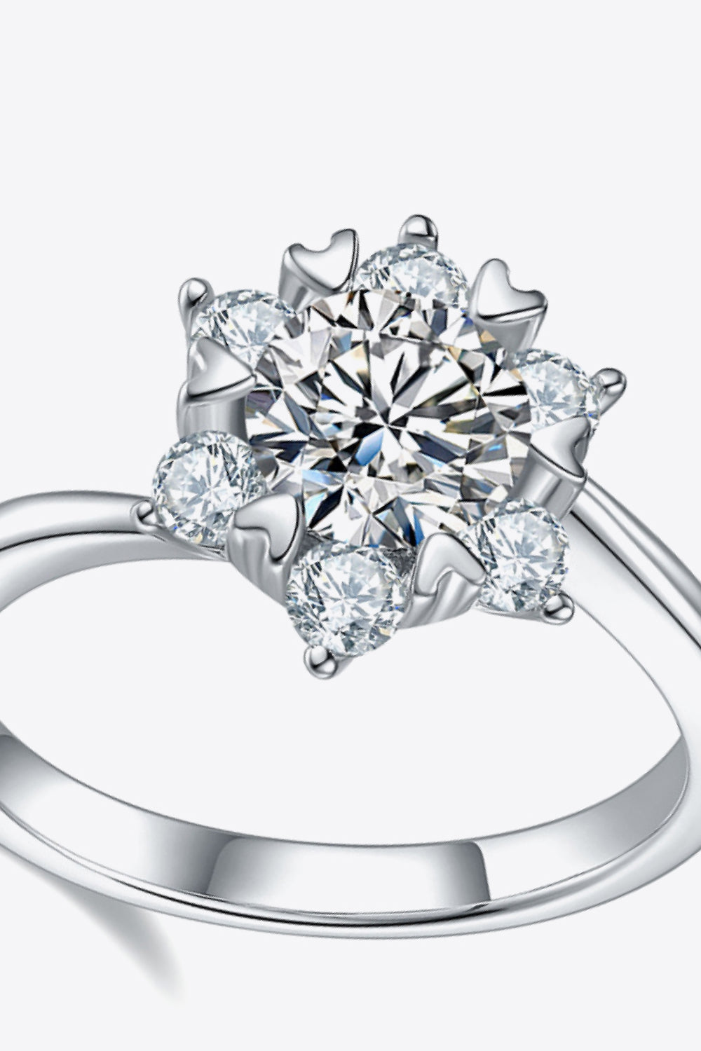 1 Carat Moissanite Zircon Ring (Platinum Over Pure Sterling Silver) - Sparkala