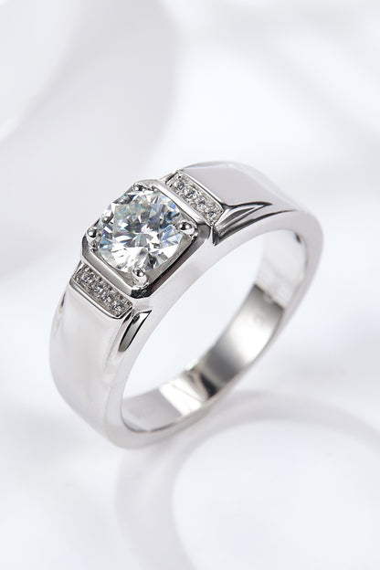 From The Heart 1 Carat Moissanite Inlaid Ring (Platinum Over Pure Sterling Silver) - Sparkala