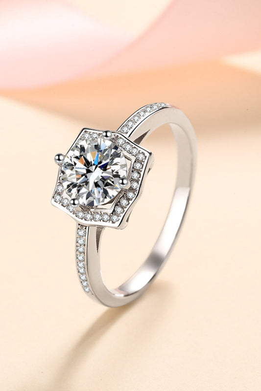 Embrace The Joy 1 Carat Brilliant Round Cut Moissanite Ring (Rhodium Over Pure Sterling Silver)