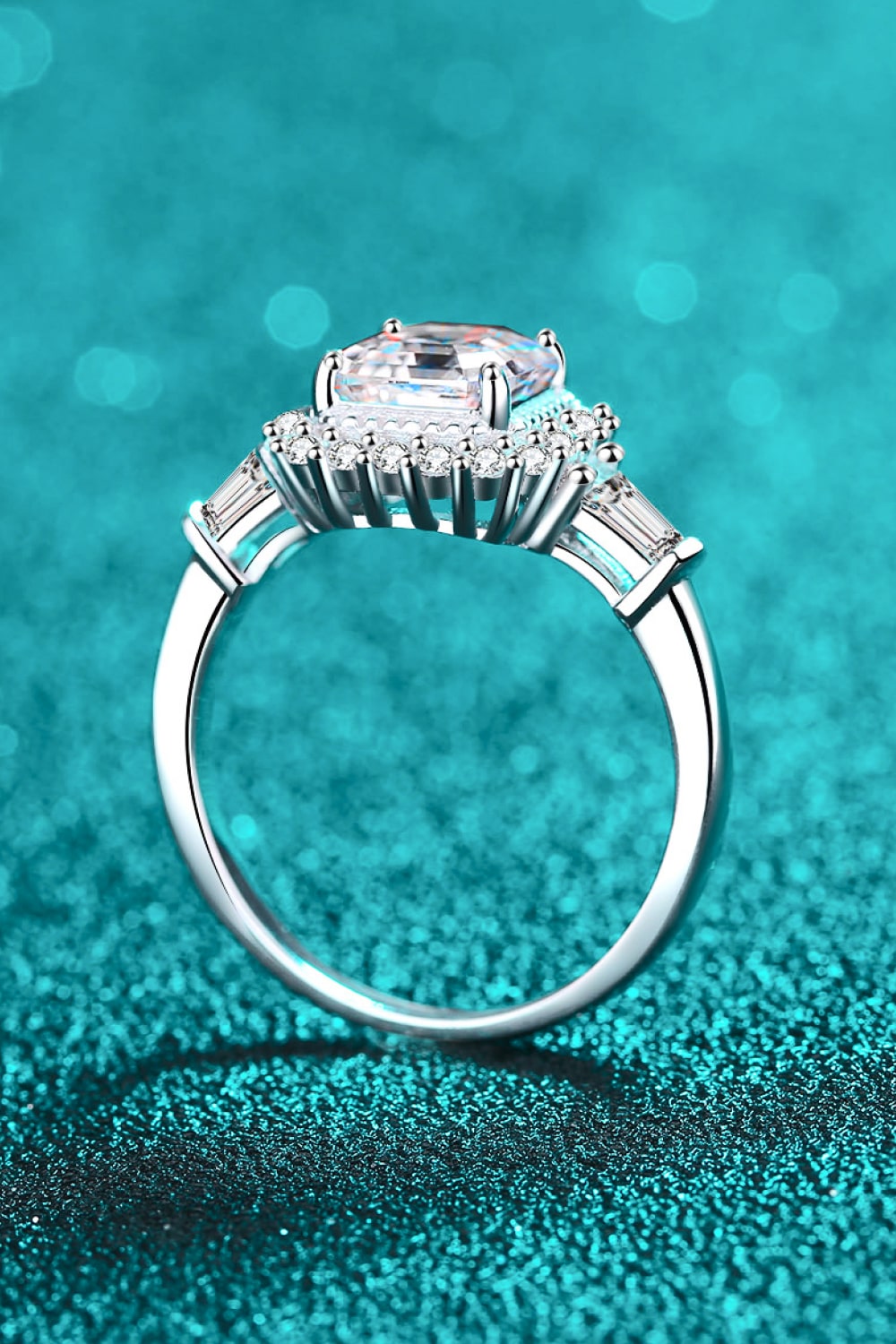 So Much Shine 2 Carat Cushion-Cut Sparkala™ Moissanite(Rhodium Over Pure Sterling Silver) Ring