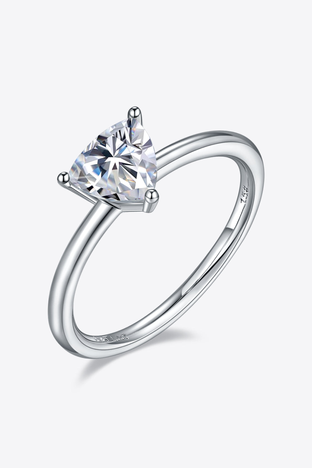 1 Carat Moissanite Platinum Over Pure Sterling Silver Solitaire Ring - Sparkala