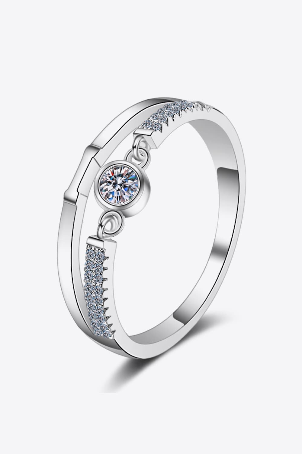 Sparkala™ Moissanite Cutout Rhodium-Plated Ring