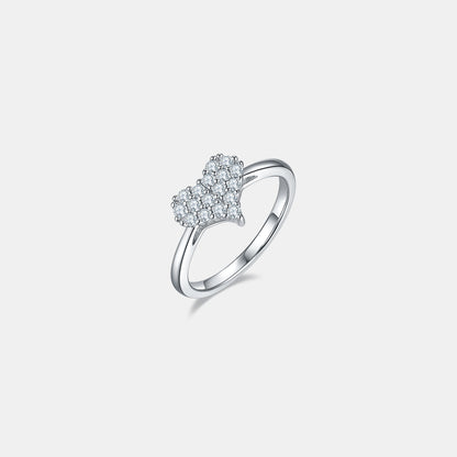 Moissanite Pure Sterling Silver Heart Ring