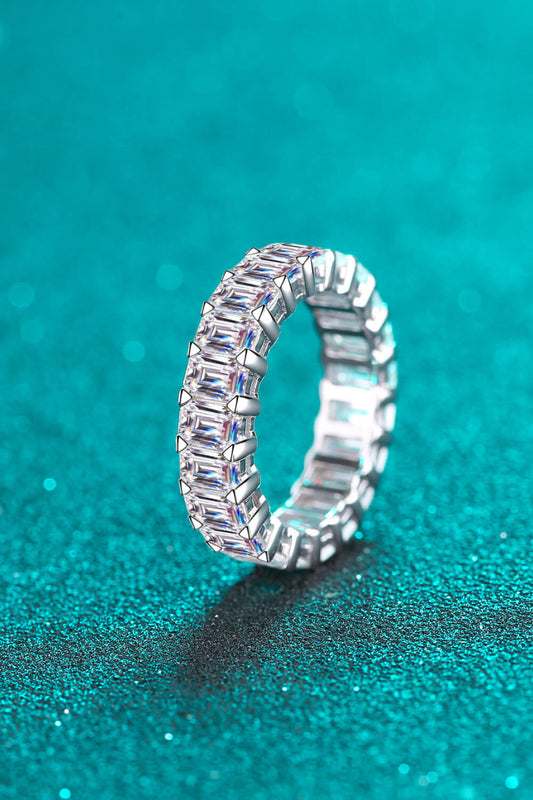 10.5 Carat Moissanite Rhodium Over Pure Sterling Silver Eternity Ring - Sparkala