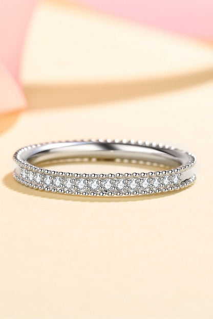 Half Eternity Band Moissanite Ring (Rhodium Over Pure Sterling Silver) - Sparkala