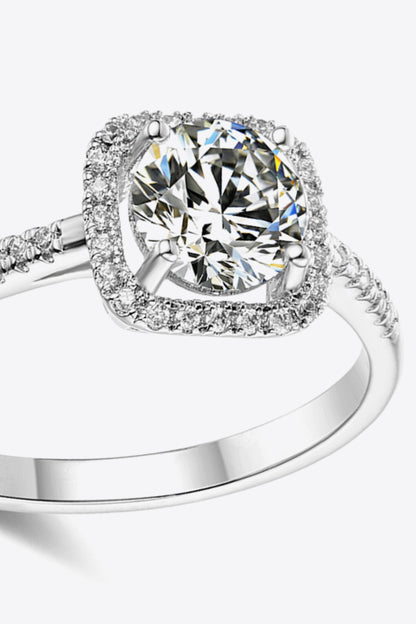 1 Carat Moissanite and Zircon Ring (Platinum Over Pure Sterling Silver) - Sparkala