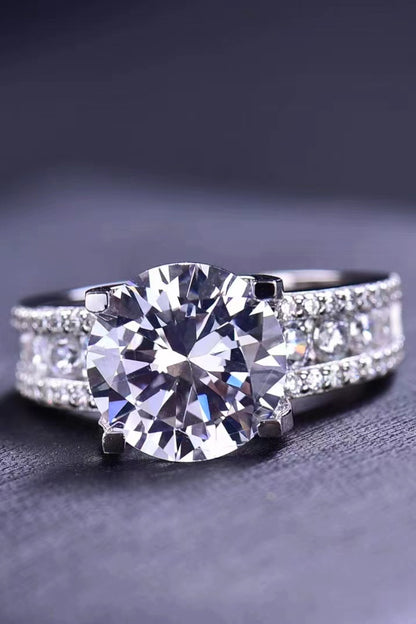 5 Carat Brilliant Round Cut Moissanite Side Stone Ring (Platinum Over Pure Sterling Silver)