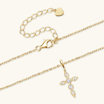 Moissanite Cross Pendant Necklace (18k Gold over Fine Sterling Silver)