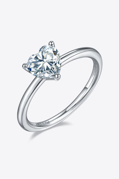 1 Carat Moissanite Platinum Over Pure Sterling Silver Solitaire Ring - Sparkala