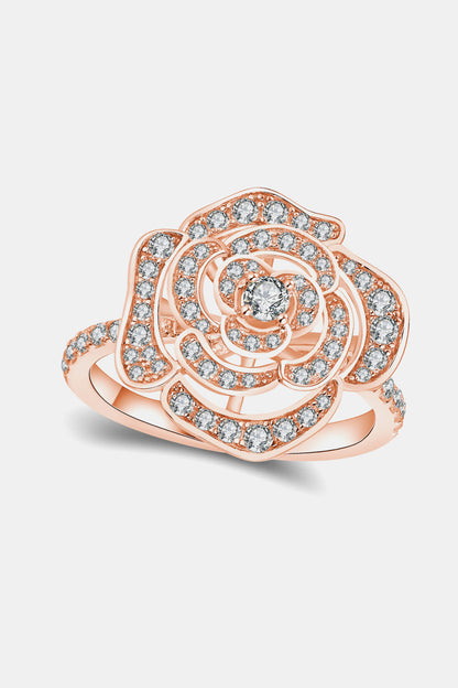 Sparkala™ Moissanite Flower Shape Ring (Platinum, Yellow Gold or Rose Gold over Sterling Silver)