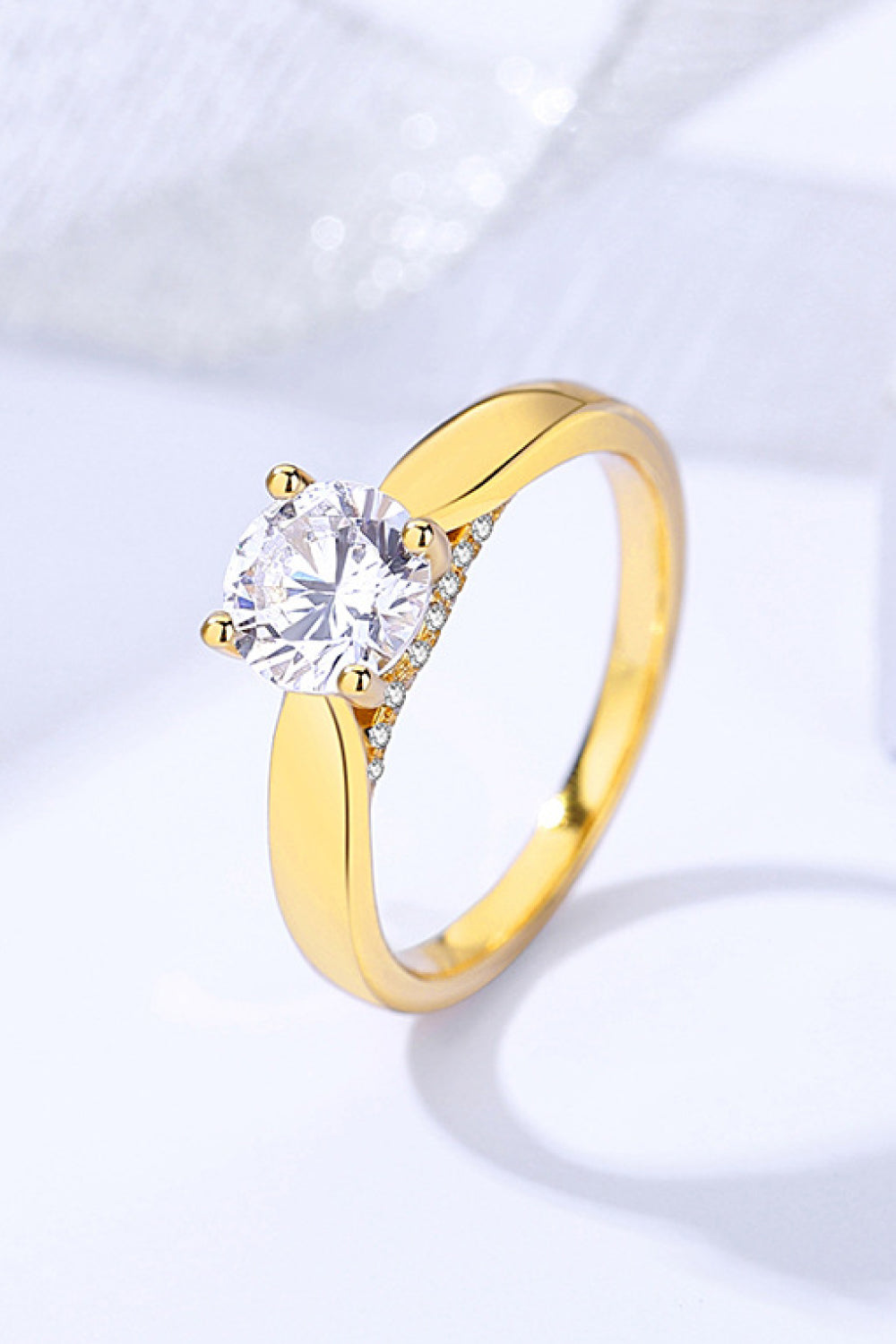 Classic 18k Gold Over Pure Sterling Silver Sparkala™ Moissanite Ring