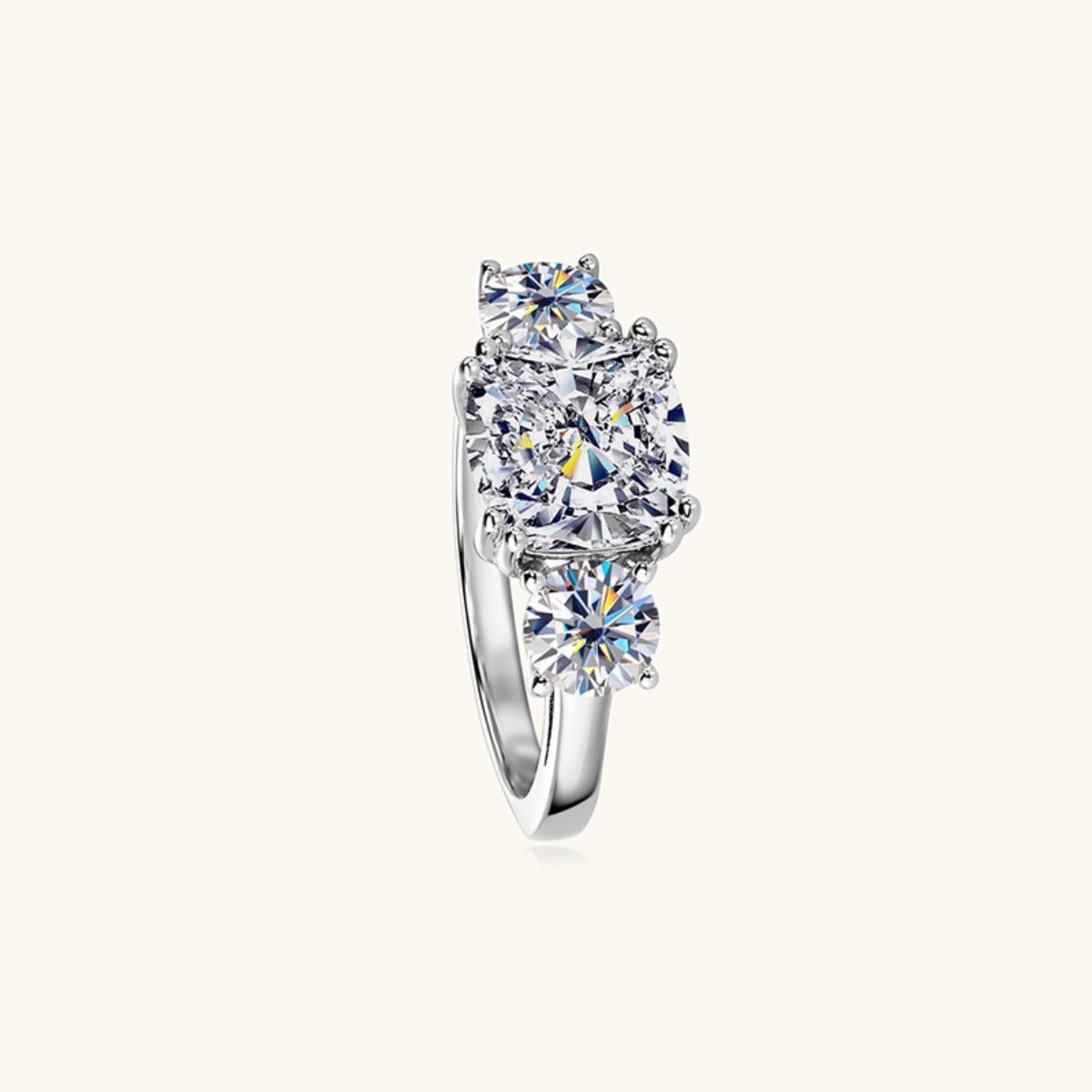 3.5 Carat Sparkala™ Moissanite Three-Stone Ring (Platinum over Fine Sterling Silver)