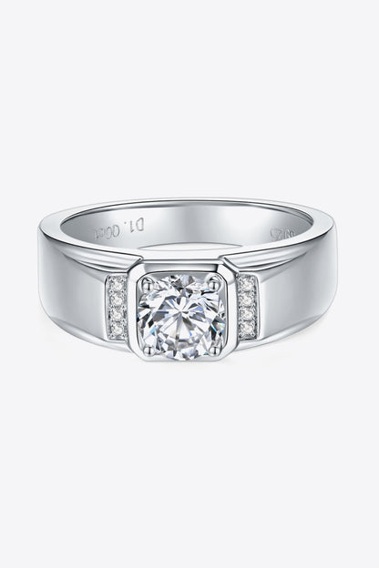 From The Heart 1 Carat Moissanite Inlaid Ring (Platinum Over Pure Sterling Silver) - Sparkala