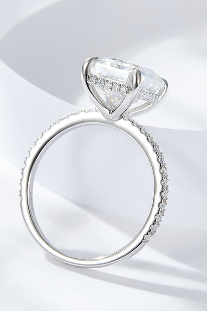Emerald Cut 4 Carat Emerald-Cut Moissanite Side Stone Ring