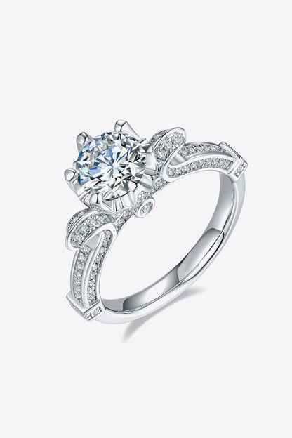 Adored 1 Carat Brilliant Round Cut Moissanite Platinum Over Pure Sterling Silver Ring