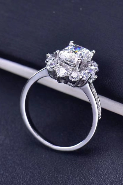 Need You Now 2 Carat Radiant-Cut Moissanite Ring (Platinum Over Pure Sterling Silver)