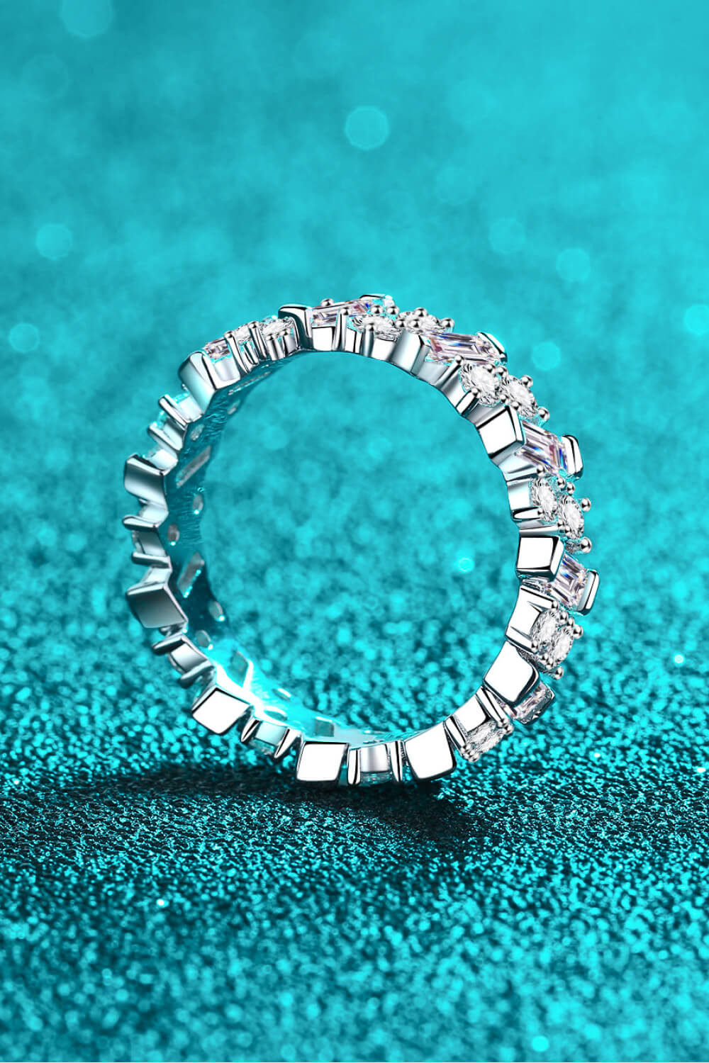 Chasing Love Rhodium Over Pure Sterling Silver Sparkala™ Moissanite Eternity Ring