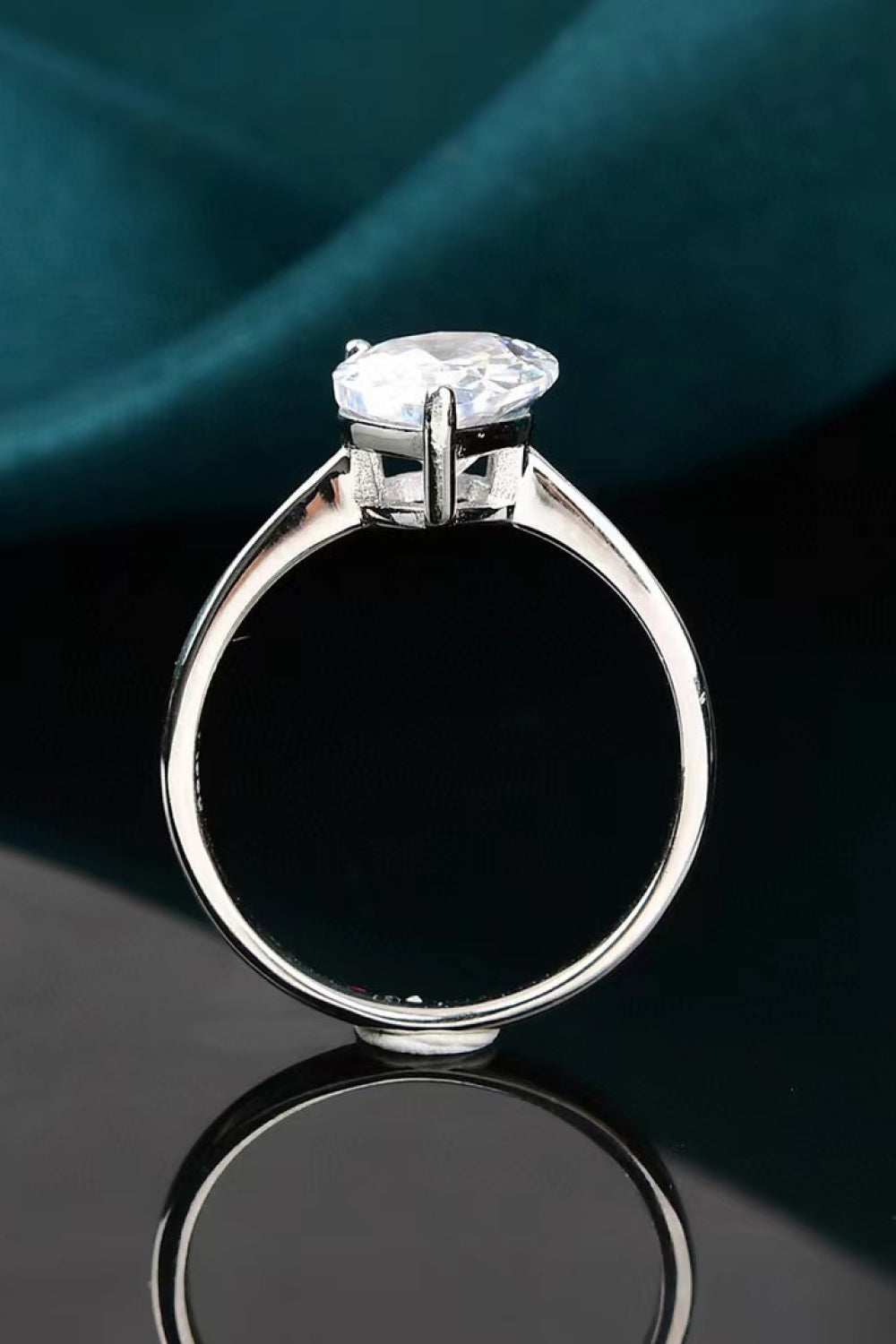 Classic Teardrop 2 Carat Pear-Cut Moissanite Ring (Platinum Over Pure Sterling Silver)