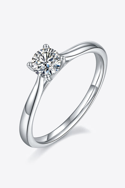 Sparkala™ Moissanite Platinum Over Pure Sterling Silver Solitaire Ring