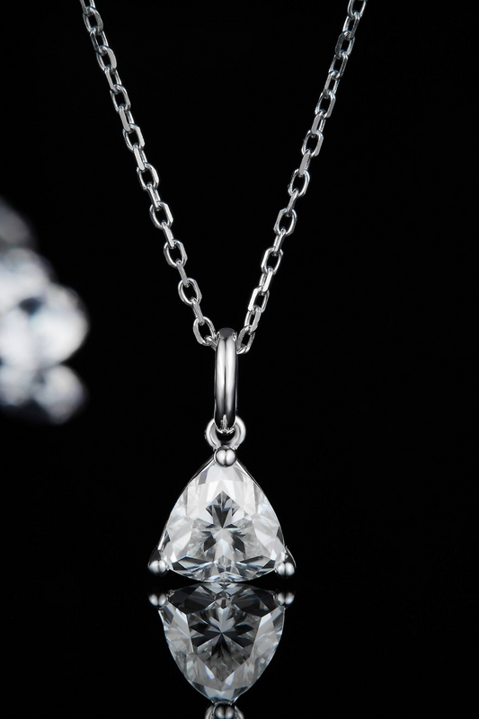 1 Carat Moissanite Pendant Platinum-Plated 925 Sterling Silver Necklace - Sparkala