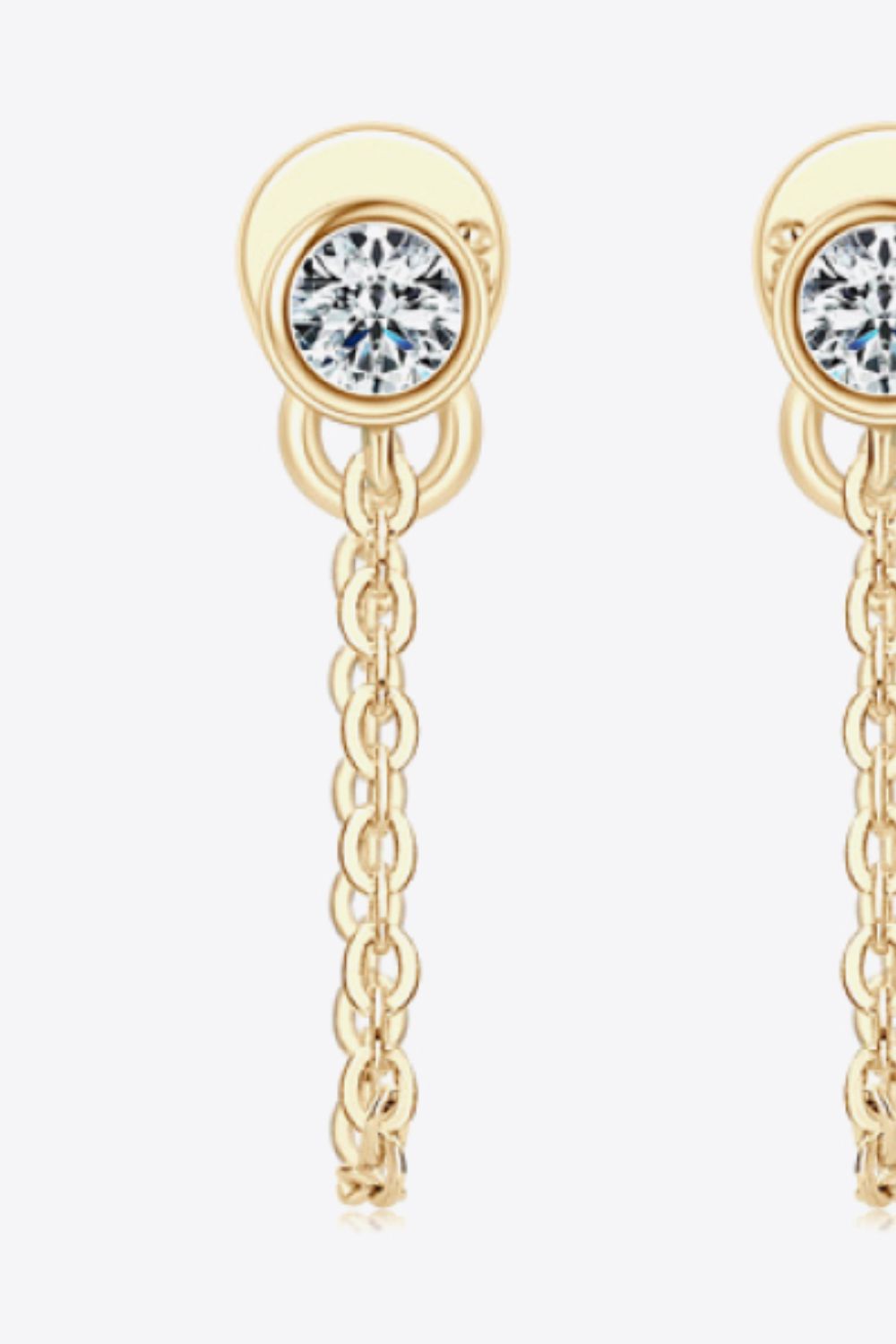 Inlaid Moissanite Chain Earrings (Platinum-Plated Fine Silver) - Sparkala