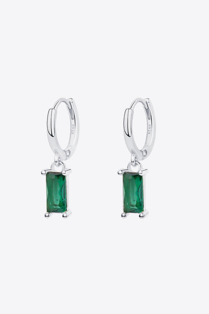 Retro Pure Sterling Silver Cubic Zirconia Drop Earrings