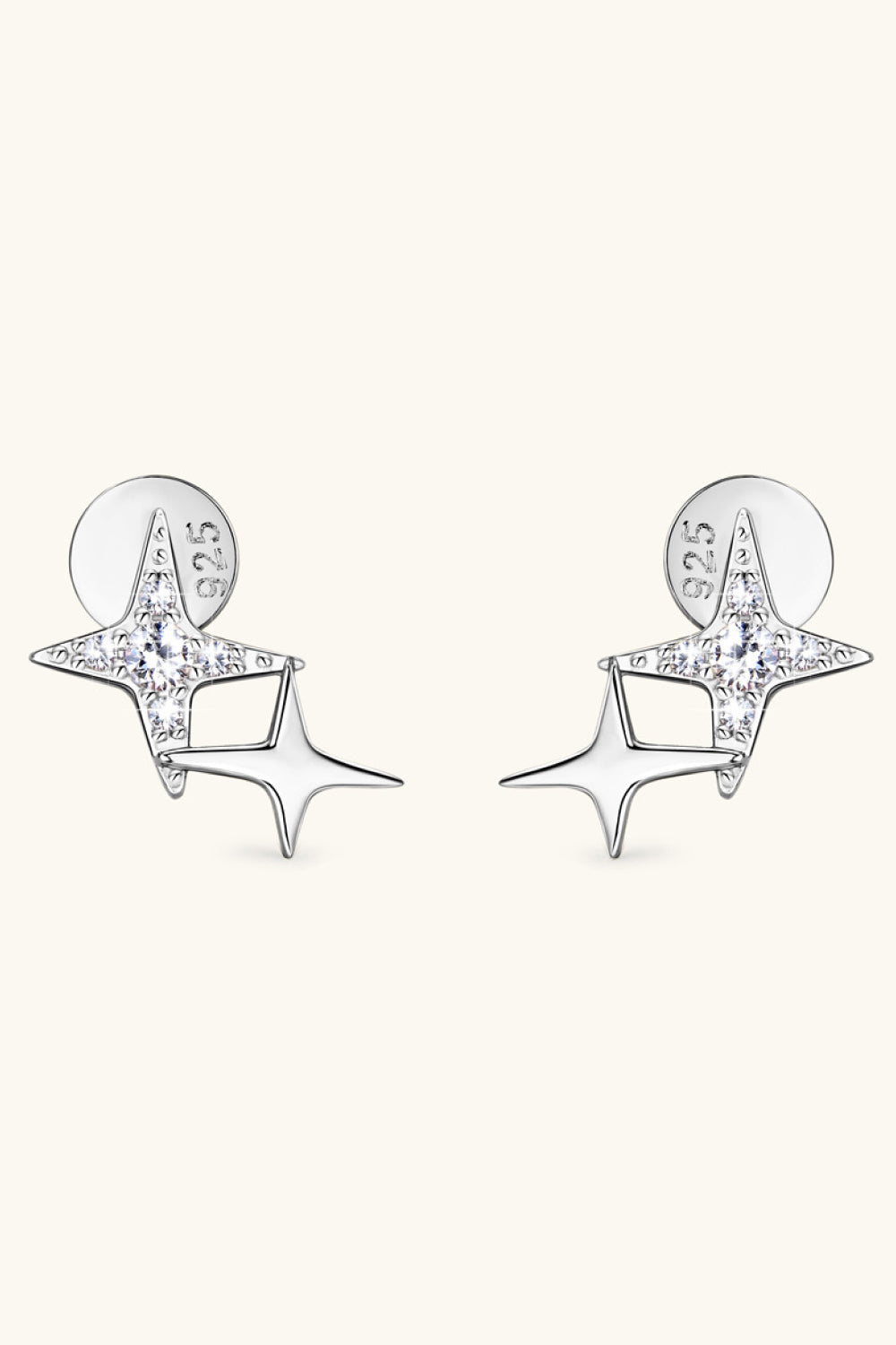 Sparkala™ Moissanite Platinum-Plated 925 Sterling Silver Star Shape Earrings