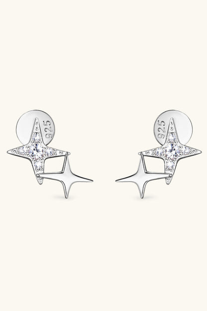 Sparkala™ Moissanite Platinum-Plated 925 Sterling Silver Star Shape Earrings