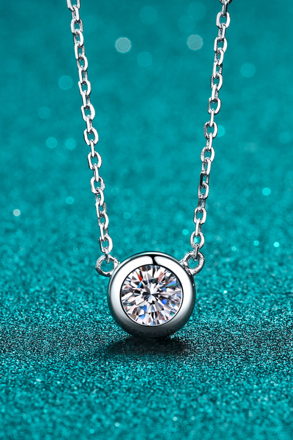 Sparkala™ Moissanite Round Pendant Chain Necklace