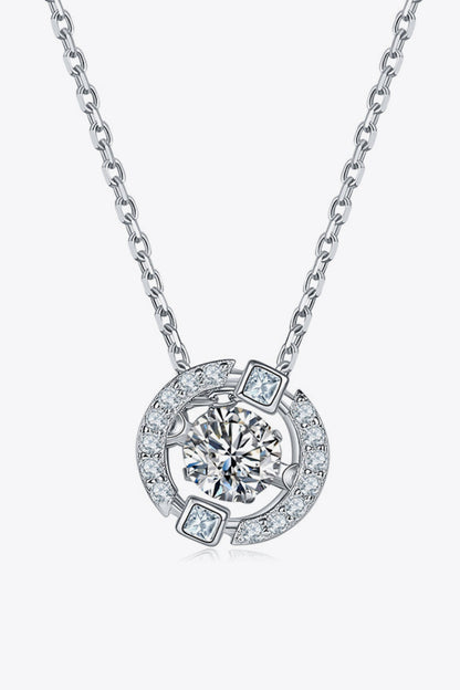 Sparkala™ Moissanite Pendant Chain-Link Necklace (Platinum-Plated Fine Silver)