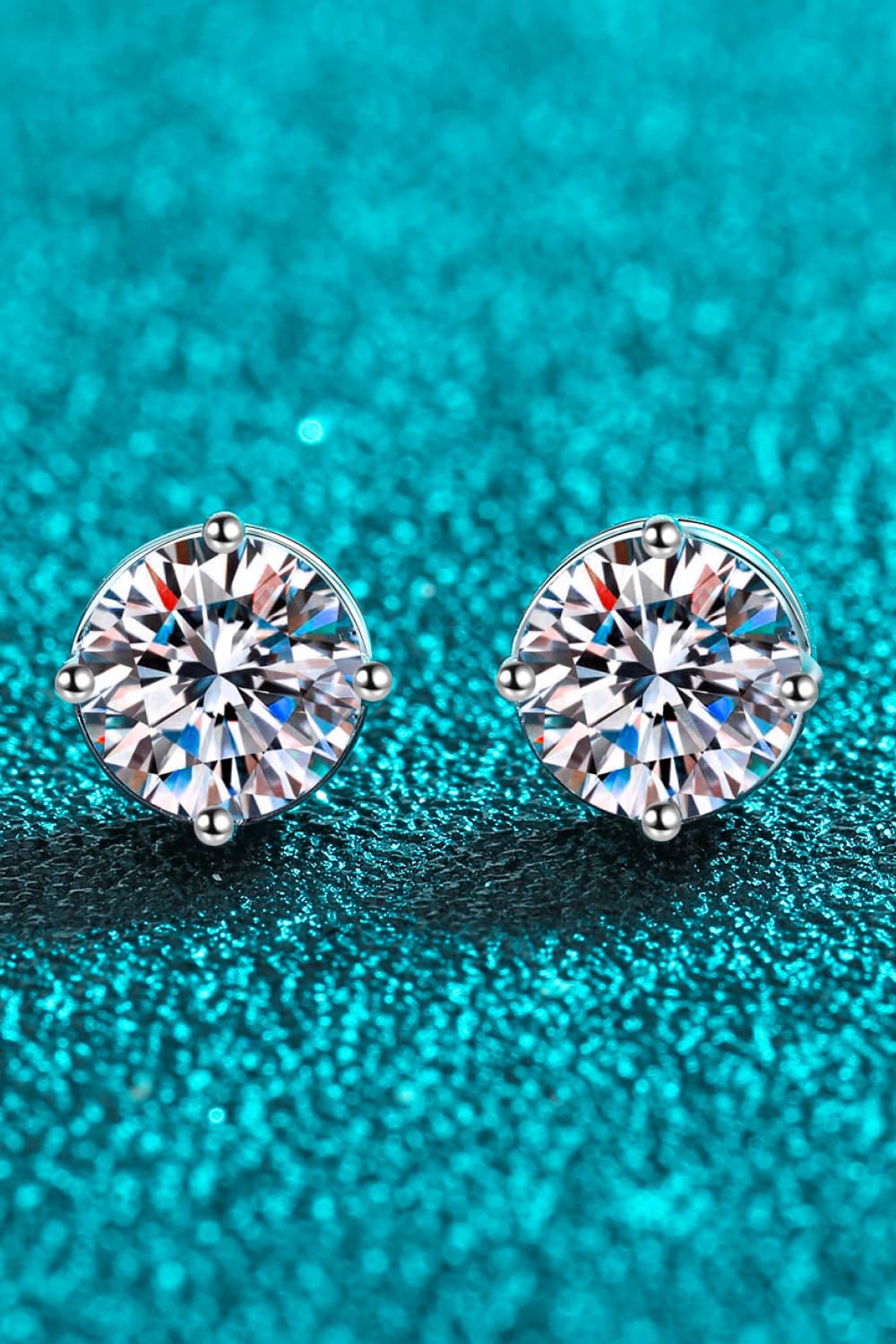 2 Carat Moissanite Rhodium-Plated Stud Earrings - Sparkala