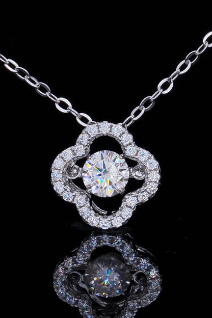 Platinum-Plated 925 Sterling Silver Sparkala™ Moissanite Flower Pendant Necklace