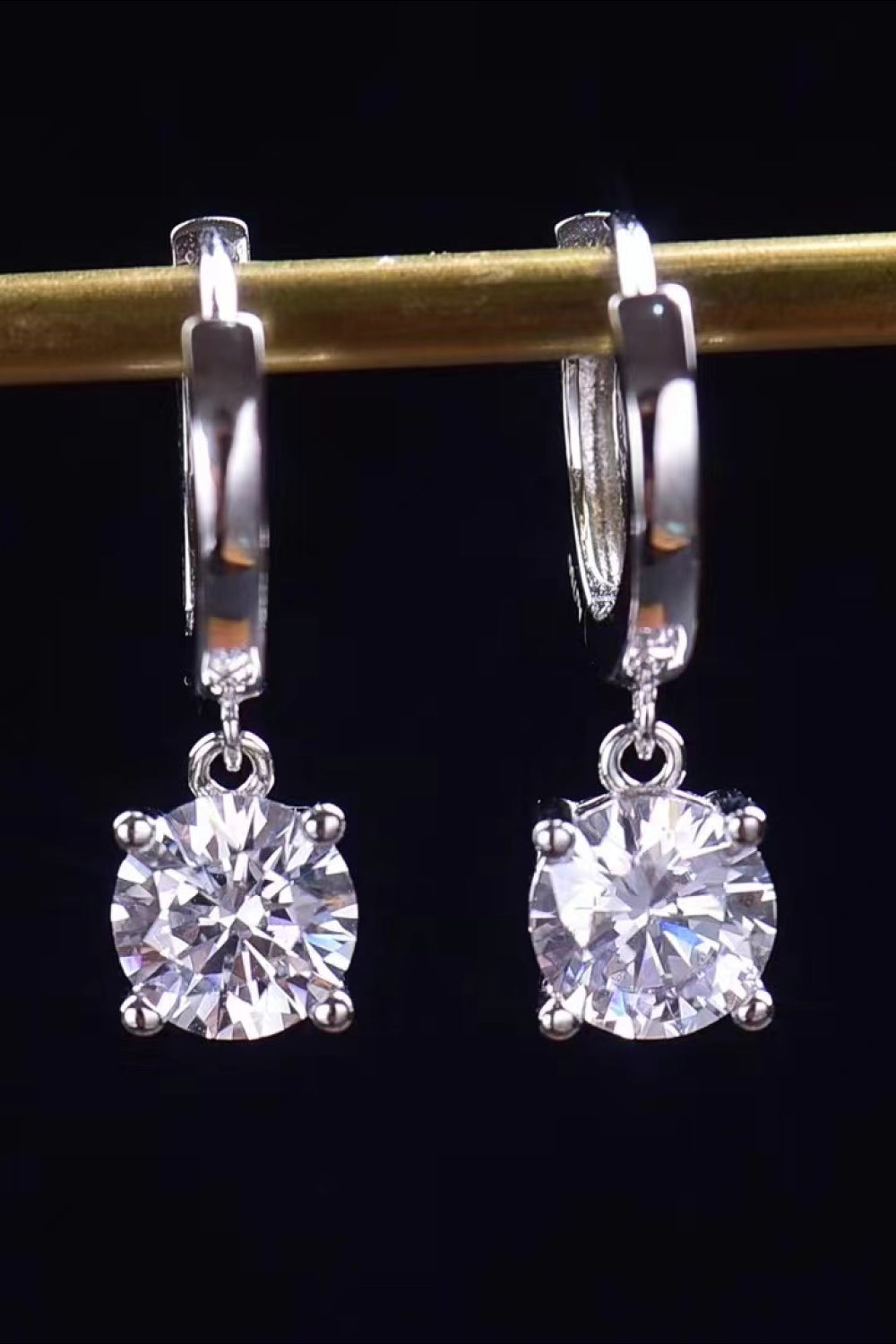 Feel The Surprise 1 Carat Moissanite Platinum-Plated Drop Earrings - Sparkala