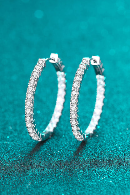 Sparkala™ Moissanite Rhodium-Plated Hoop Earrings