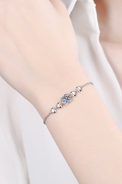 1 Carat Moissanite Heart Bracelet - Sparkala