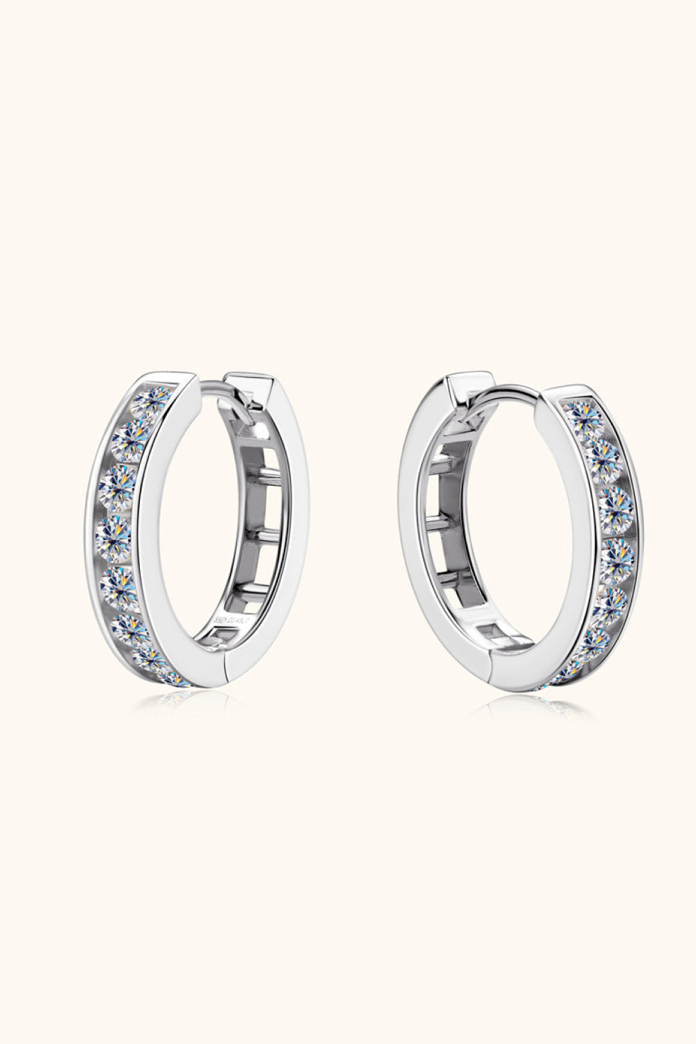 Sparkala™ Moissanite Platinum-Plated 925 Sterling Silver Huggie Earrings