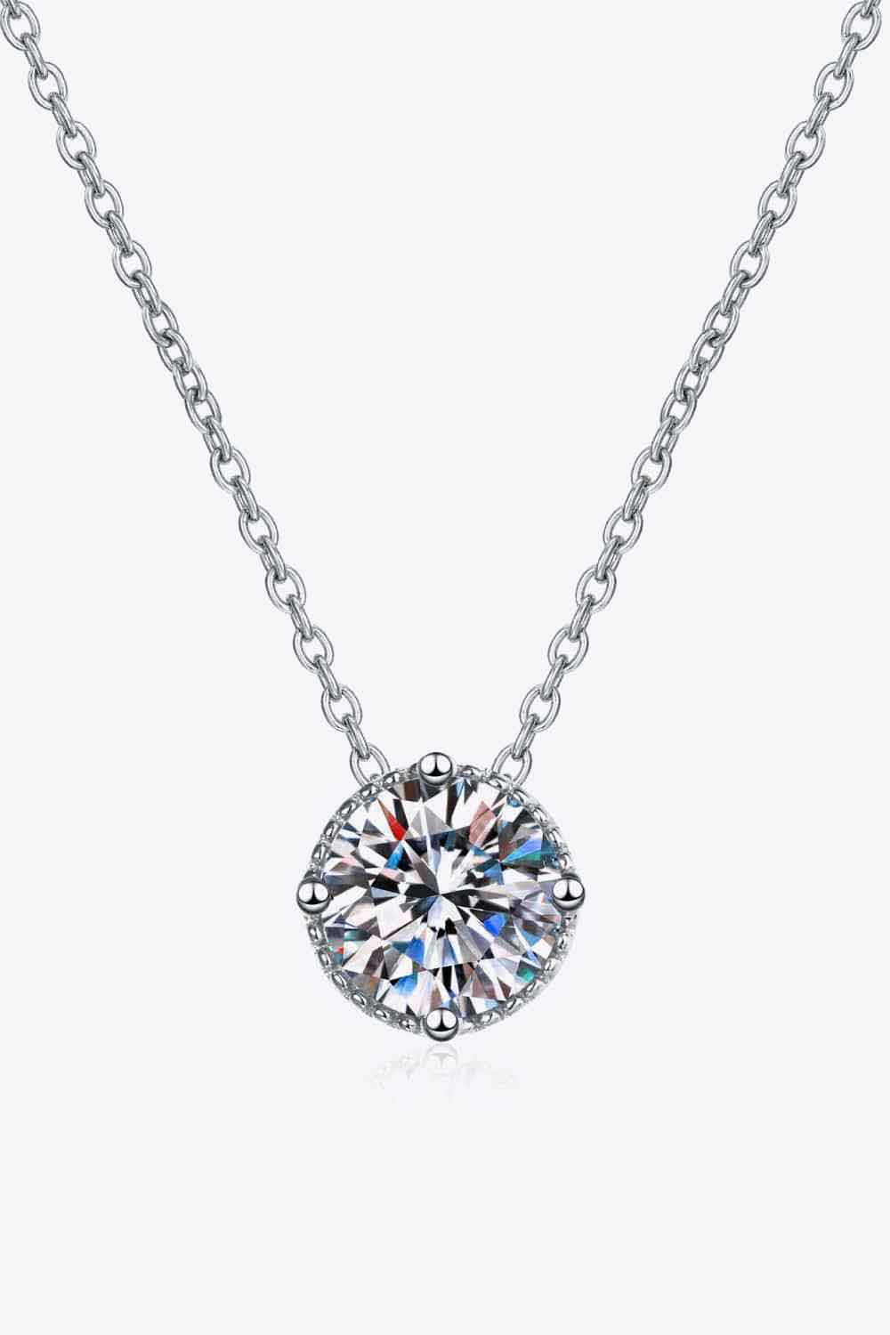 1 Carat Moissanite Round Pendant Necklace - Sparkala