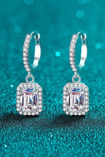 Sparkala™ Moissanite Rhodium-Plated Pure Sterling Silver Drop Earrings