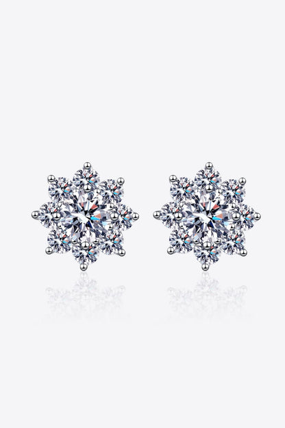 1 Carat Moissanite 925 Sterling Silver Flower Earrings - Sparkala