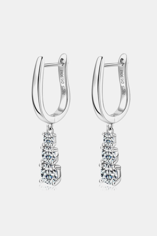 1.8 Carat Moissanite Platinum-Plated 925 Sterling Silver Drop Earrings - Sparkala