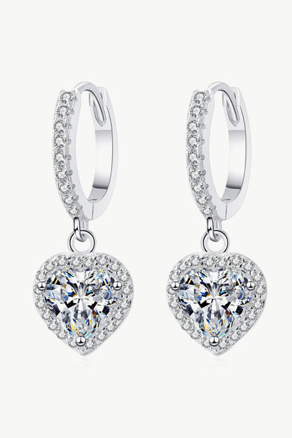 Sparkala™ Moissanite Heart-Shaped Drop Earrings